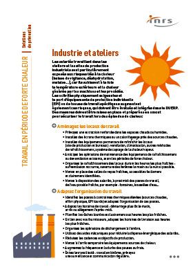 Travail en période de forte chaleur : Industrie et ateliers