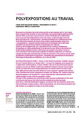 Hygiène et sécurité du travail, revue trimestrielle scientifique de l\'INRS