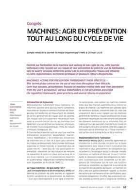 Hygiène et sécurité du travail, revue trimestrielle scientifique de l\'INRS