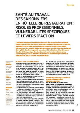 Hygiène et sécurité du travail, revue trimestrielle scientifique de l\'INRS