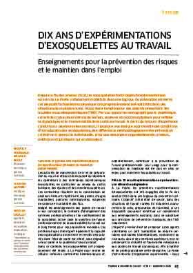 Hygiène et sécurité du travail, revue trimestrielle scientifique de l\'INRS