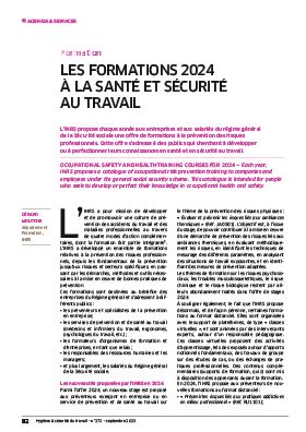 Hygiène et sécurité du travail, revue trimestrielle scientifique de l\'INRS