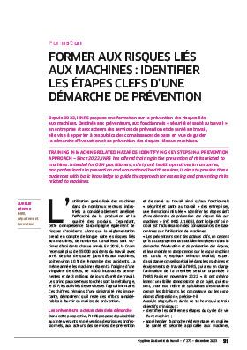 Hygiène et sécurité du travail, revue trimestrielle scientifique de l\'INRS