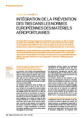 Hygiène et sécurité du travail, revue trimestrielle scientifique de l\'INRS