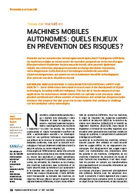 Hygiène et sécurité du travail, revue trimestrielle scientifique de l\'INRS