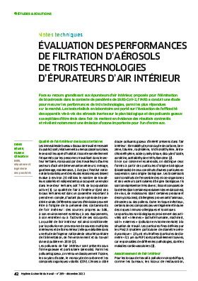 Hygiène et sécurité du travail, revue trimestrielle scientifique de l\'INRS