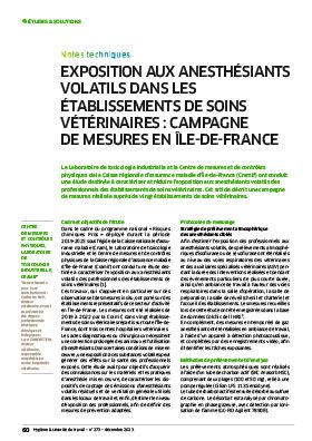Hygiène et sécurité du travail, revue trimestrielle scientifique de l\'INRS