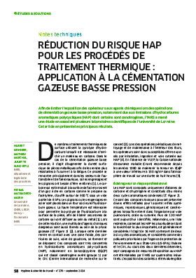 Hygiène et sécurité du travail, revue trimestrielle scientifique de l\'INRS