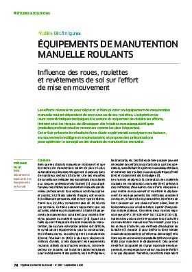 Hygiène et sécurité du travail, revue trimestrielle scientifique de l\'INRS