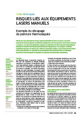 Hygiène et sécurité du travail, revue trimestrielle scientifique de l\'INRS