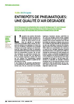 Hygiène et sécurité du travail, revue trimestrielle scientifique de l\'INRS