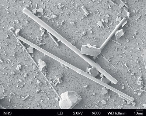 Fibres céramiques réfractaires vues par microscopie électronique