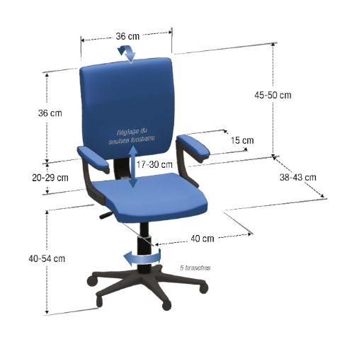 Fauteuil de travail ergonomique pour le travail au bureau ou à la