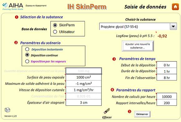Capture d’écran d’IH SkinPerm : les paramètres à renseigner