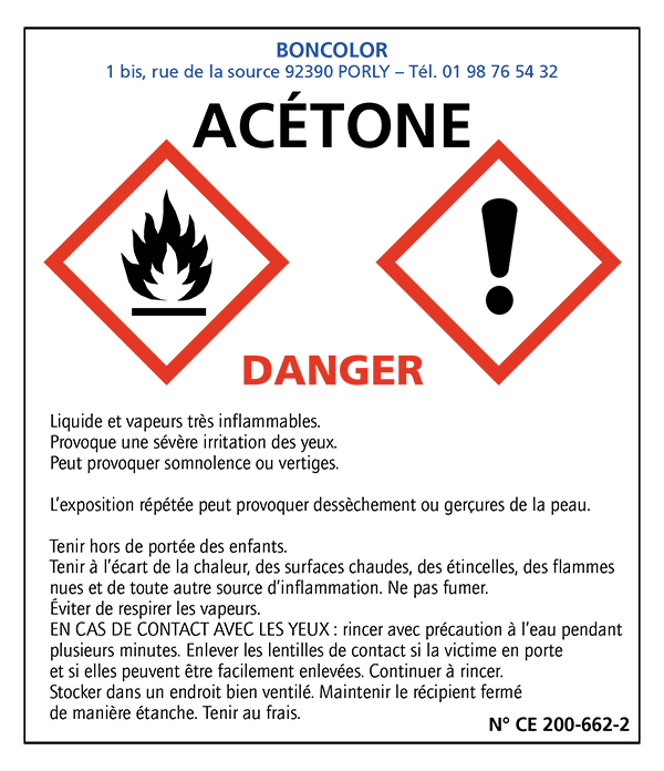 Étiquette de substance selon le règlement CLP