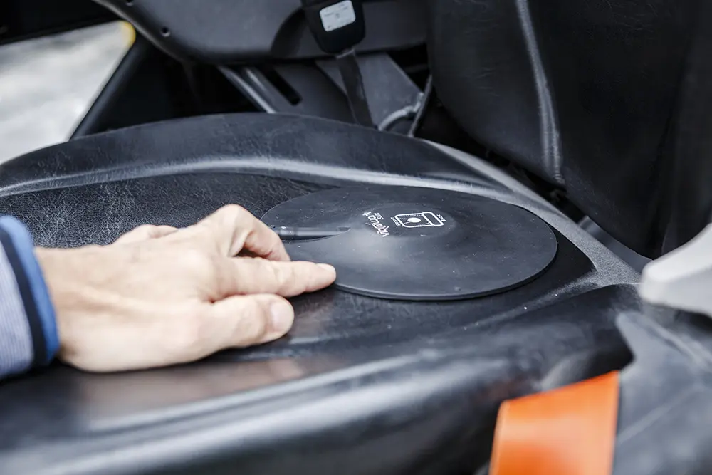 Instrument de mesure des vibrations sur le siège d'un chariot de manutention