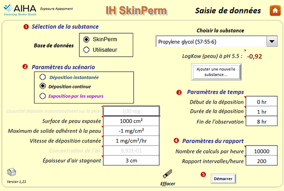 Capture d’écran d’IH SkinPerm : les paramètres à renseigner
